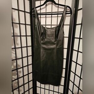 Maeve by Anthropologie Black‎ Faux Leather Square Neck Mini Dress US 8